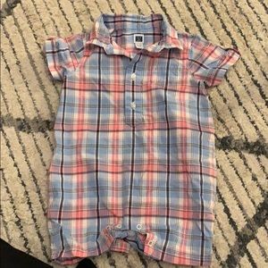 Janie and Jack Pink and Blue Romper 6-12